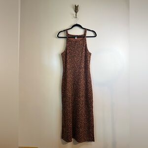 Old Navy Leopard Print Sleeveless Ribbed Midi Dress
